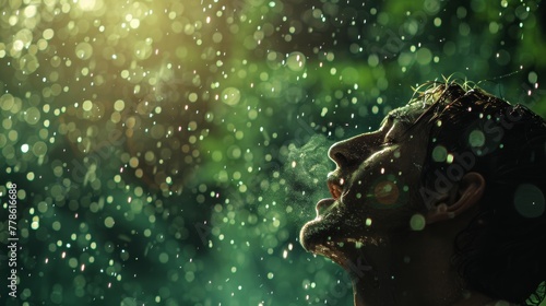 A person taking a deep breath of fresh, rain-soaked air, feeling rejuvenated and hopeful.