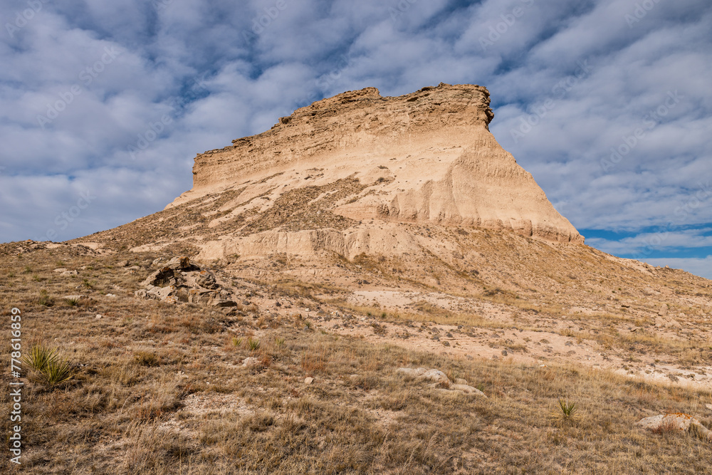 West Pawnee Butte in the Autumn Sun on the Great Plains.
The West Pawnee Butte rises 300 feet above the Pawnee National Grasslands in Northeastern Colorado. 