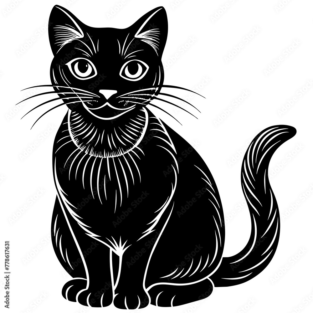 head of a cat silhouette vector illustration,Pet,black cat characters ...