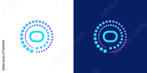 creative modern digital technology letter O logo. with abstract circular dots. logo can be used for technology, digital, connection, data