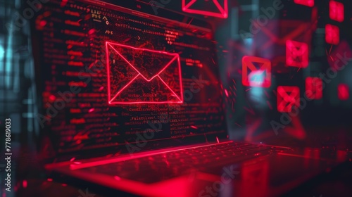 A poster with a mock phishing email, highlighting red flags to raise user awareness of online scams.