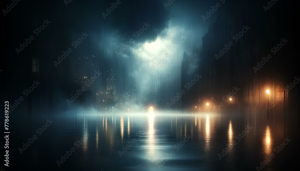 abstract background designed to convey solitude and melancholy on a rainy day, with a dimly lit atmosphere