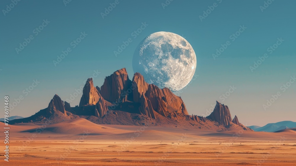 Naklejka premium A large, orange and white moon in the sky 