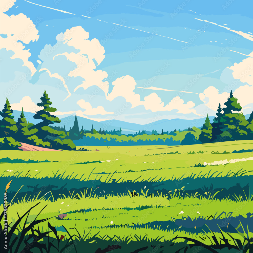 Tranquil Meadow Background Vector Artwork