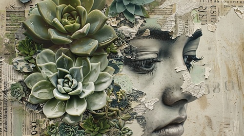Nature's Imprint: A Surreal Fusion of Flora and the Human Essence. photo