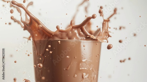 chocolate milk or milk tea splash on white background photo