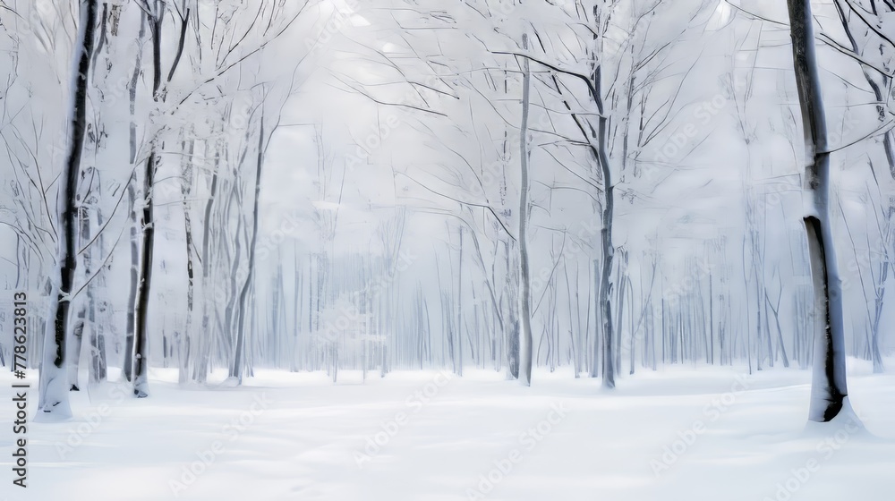 Obraz premium Snow covered branches create a peaceful scene in a winter forest