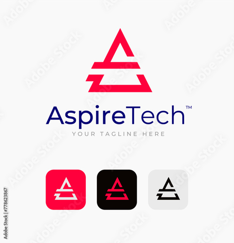 Aspire logo design template with App icon set - Fully Editable Text