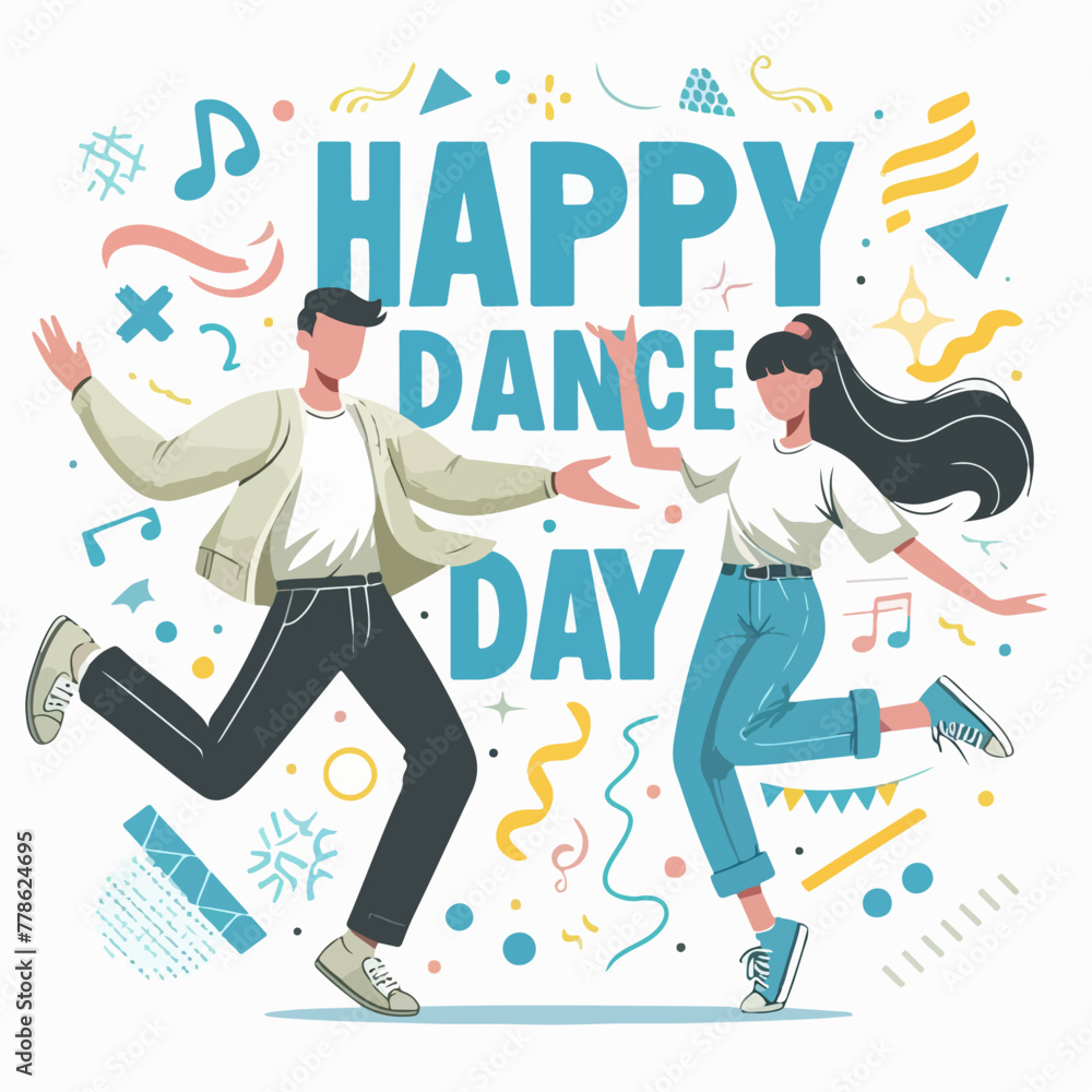 Obraz premium Vector image of people celebrating dance day