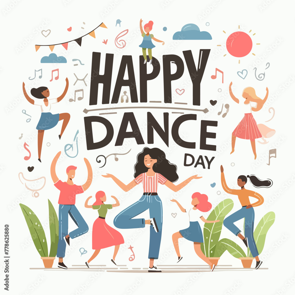 Vector image of people celebrating dance day Vector image of people celebrating dance day