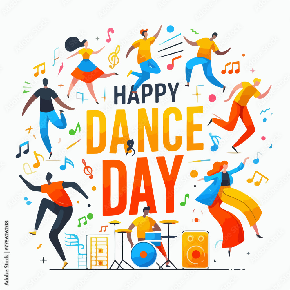Vector image of people celebrating dance day