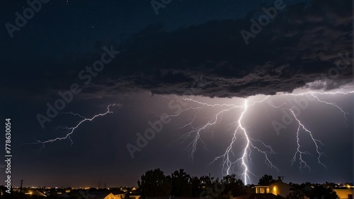 Majestic thunderstorm with intense lightning
