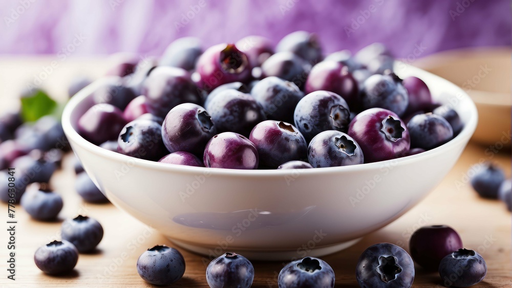 Bowl of fresh blueberries on table Bowl of fresh blueberries on table