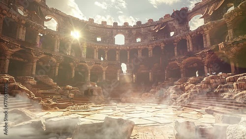 a highly detailed 3d render of an ancient coliseum. seamless looping overlay 4k virtual video animation background photo