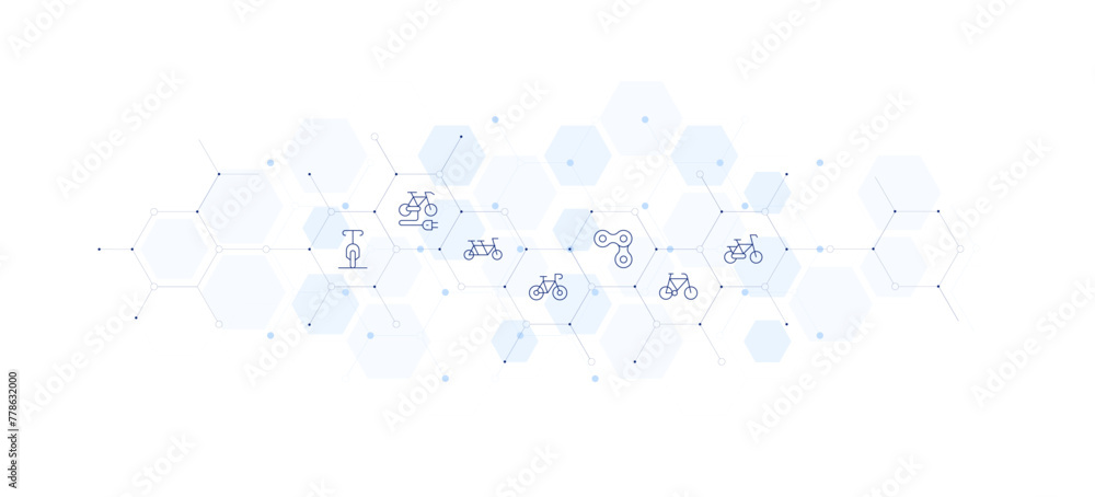 Bicycle banner vector illustration. Style of icon between. Containing bike, cycling, bicycle, electric bike, chain.