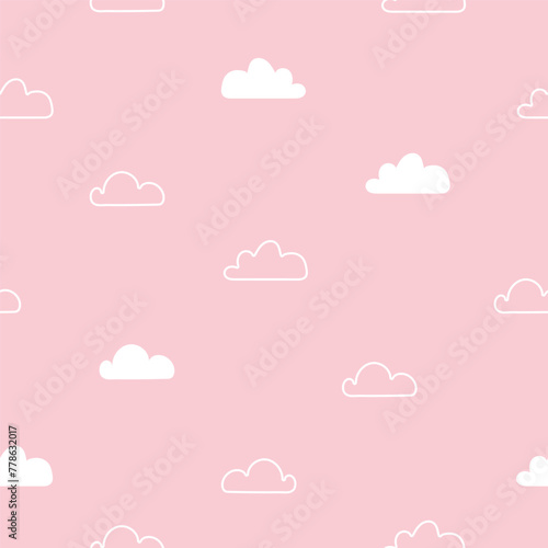 Cute clouds seamless pattern, cartoon background