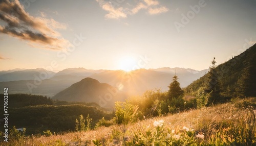 sunrise in summer mountains