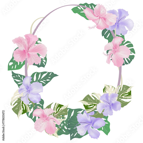 Beautiful ornament flower frame banner on transparency background