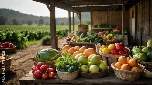 Fresh produce at a rustic farm stand