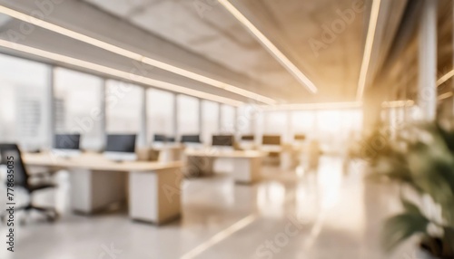 empty open space business office motion blur warm tones abstract defocused background concept image of modern workplace interior ai generative