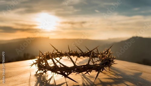 wreath of thorns with king crown shadow passion and triumph of jesus