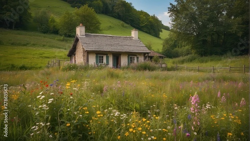 Quaint Cottage Amongst Wildflowers