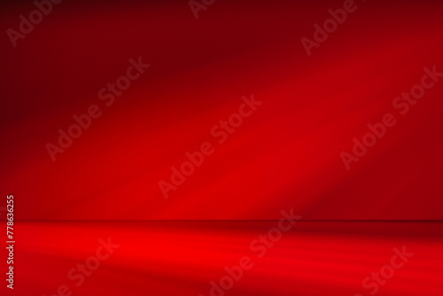 Wall interior background, studio and backdrops show products.with shadow from window color Red background for text insertion and presentation product