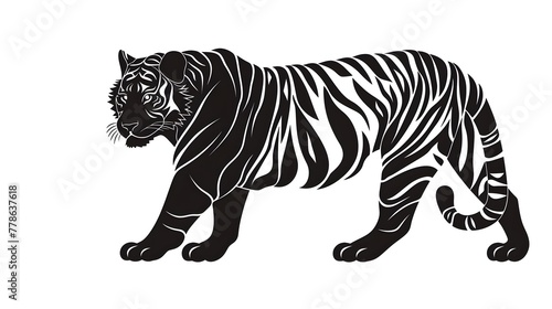 tiger silhouette on white background. Year of the tiger. © Ziyan