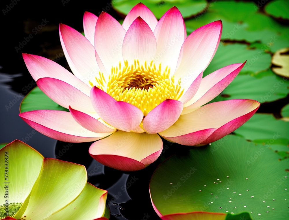 Pink Lotus Flower in a Pond