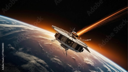 Space capsule re entering Earths atmosphere