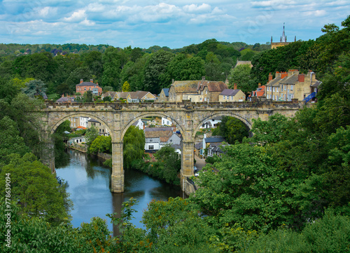 View of Knaresborough and the Knaresborough Viaduct, North Yorkshire, England 