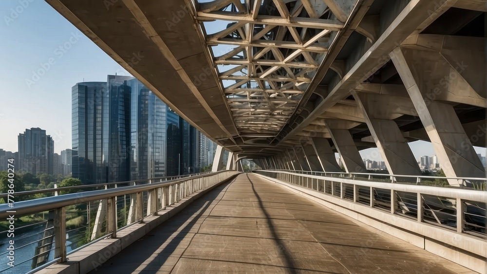 Modern bridge architecture in cityscape