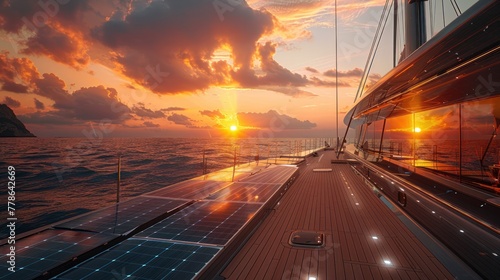 Solar panels on a boat or yacht photo