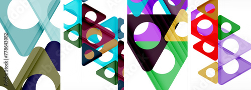 Abstract background set featuring captivating triangles. Harmonious blend of geometry and style, these designs bring modern flair