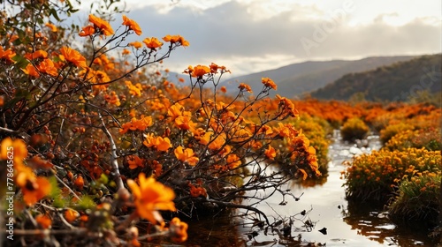 Poppies blooming on the coast of the island of Crete, Greece photo