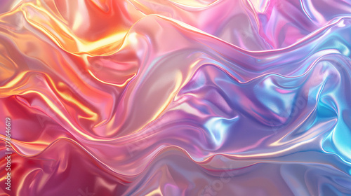 Abstract 3d render of light emitter glass with iridescent holographic vibrant gradient wave texture. Design element for banner  background  wallpaper  header  poster or cover.
