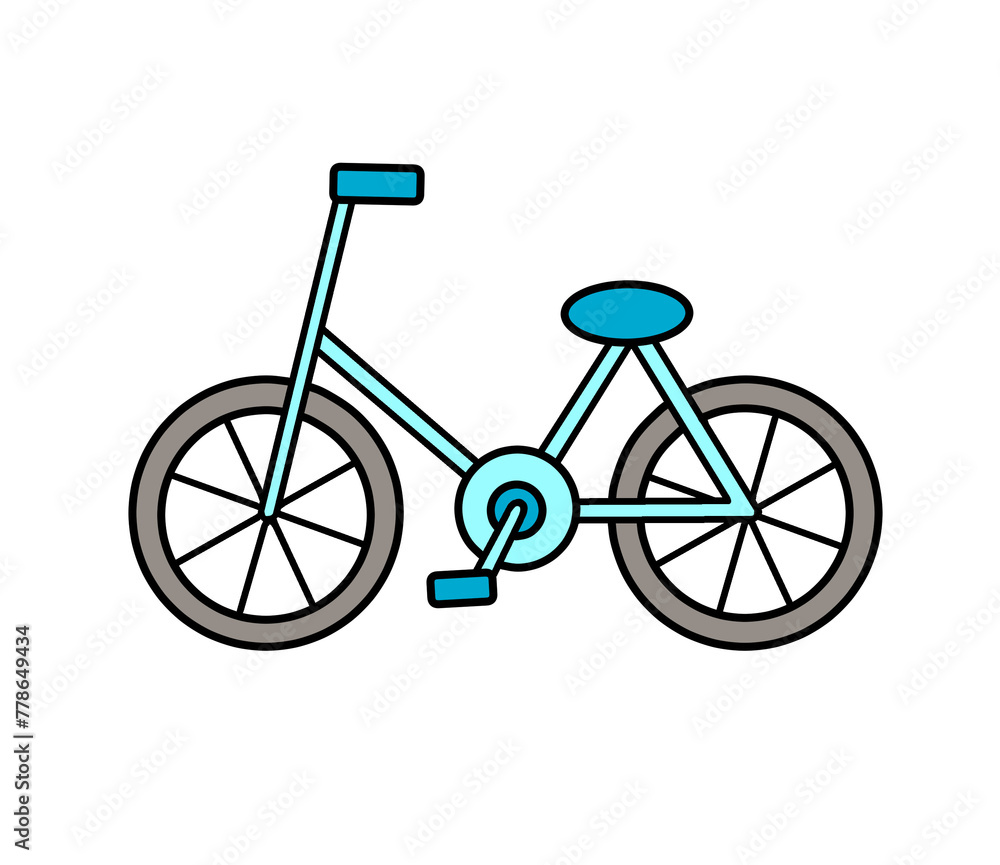 A simple blue sideways bicycle with clear lines.
