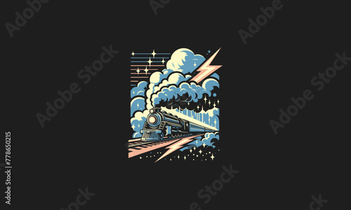 train on cloud lightning vector design