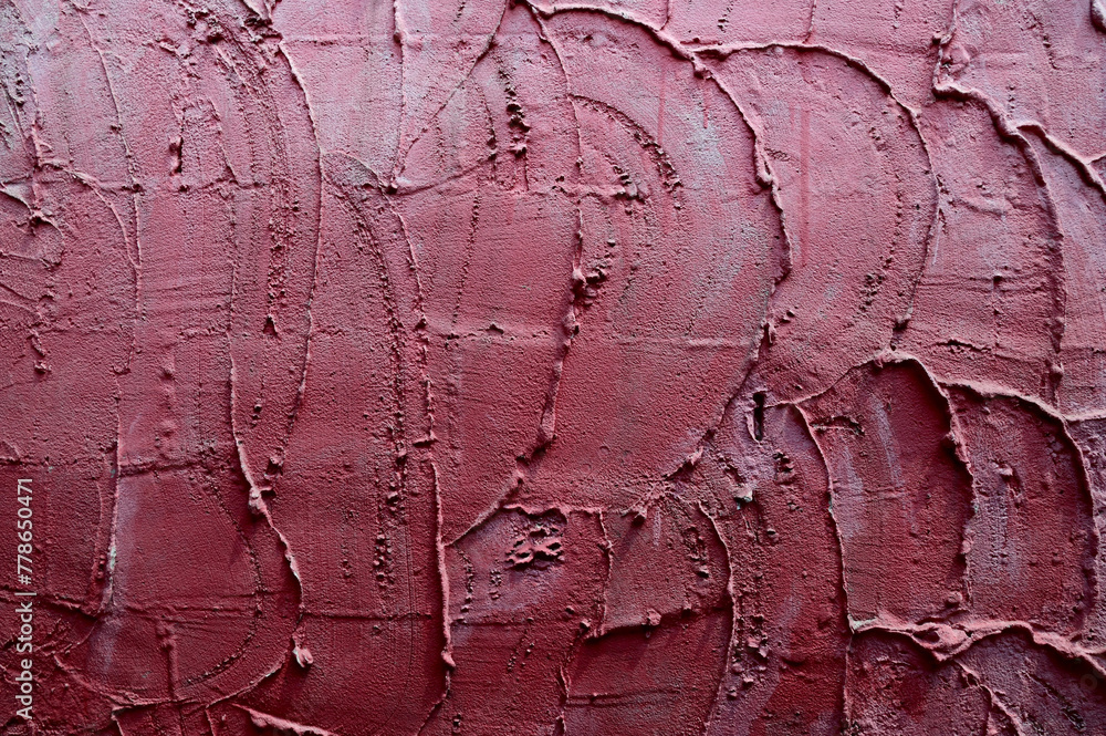 Naklejka premium Closeup of The Red Wall is a parabolic wall full of walls textures background at Thailand.