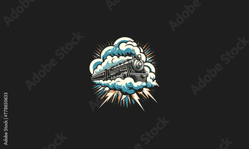 train on cloud lightning vector design