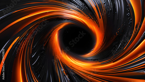 Cosmic Orange: Black Hole Imagery on Black Background(Generative AI)