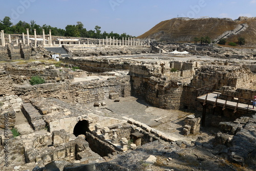 05 06 2022 Haifa Israel. In the Beit She'an National Park, after the earthquake, the ruins of an ancient Roman city were preserved. photo