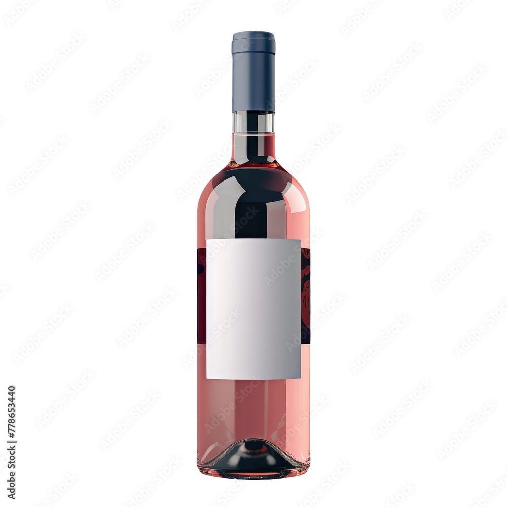 A close up of a bottle of wine with a blank label - obrazy, fototapety, plakaty 