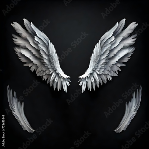 angel wings isolated on black