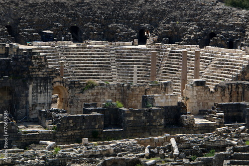 05 06 2022 Haifa Israel. In the Beit She'an National Park, after the earthquake, the ruins of an ancient Roman city were preserved. photo