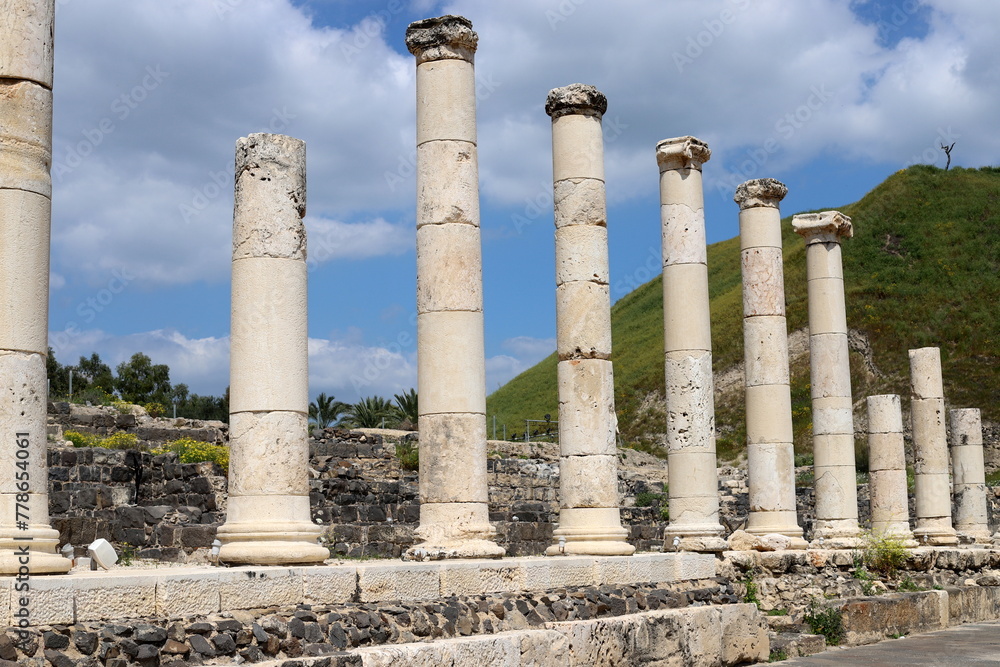 05 06 2022 Haifa Israel. In the Beit She'an National Park, after the earthquake, the ruins of an ancient Roman city were preserved.