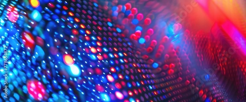 Background of colorful luminous circles, close-up of a led screen,Neon light frame on brick background,covers, banners, flyers and posters and other