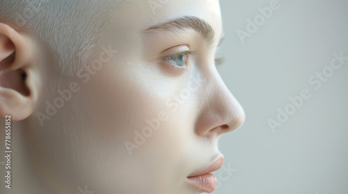 Wallpaper Mural Close-up portrait of a caucasian female with very short white hairstyle , woman with short hair Torontodigital.ca