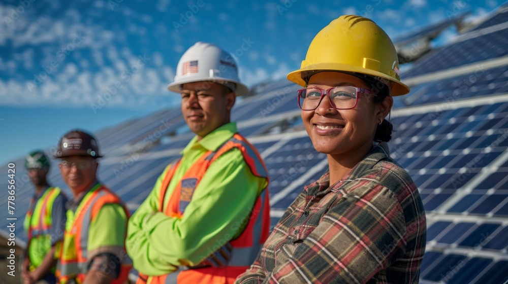 Portraits of individuals from various jobs within an urban solar plant. Portraits of individuals from various jobs within an urban solar plant.