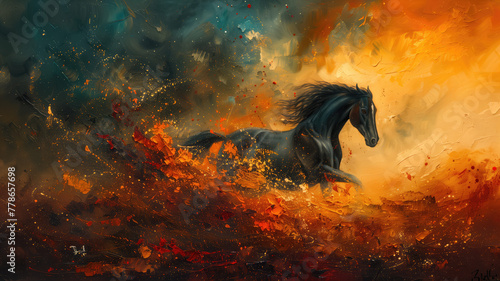 Horse Painting Consists of Beauty Blended with Dream colors Generative AI © Pavithiran